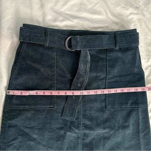 Laurèl Teal Corduroy Midi Skirt with Belt, Pockets, High Waist, Size 77 (US M/L) - Picture 7 of 10